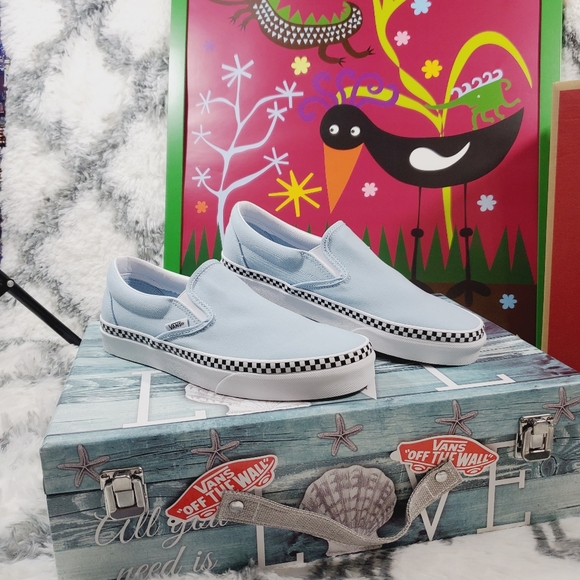 Vans Check Foxing Cool Blue Classic Slip on (CL) - Picture 11 of 14